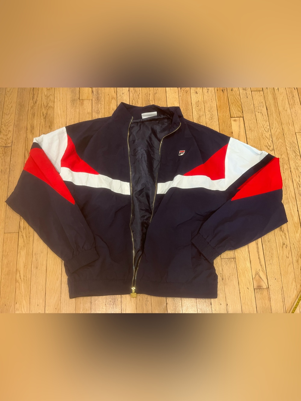 FILA Navy Red White Colorblock Bomber Track Jacket Large